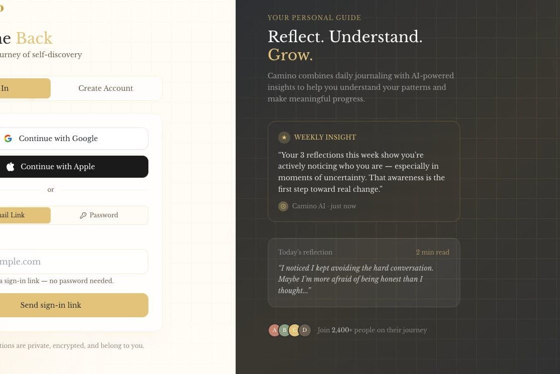 Camino SaaS application dashboard