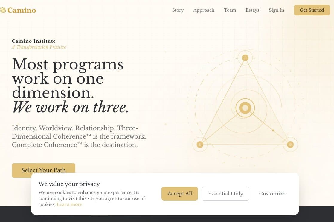 Current Camino homepage introducing the Lumen reflection program