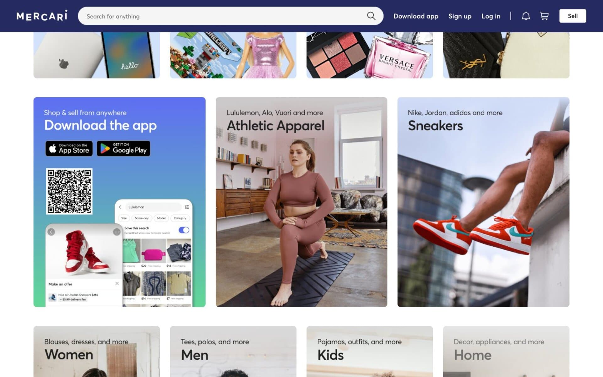 Mercari browse experience with product grid and filtering